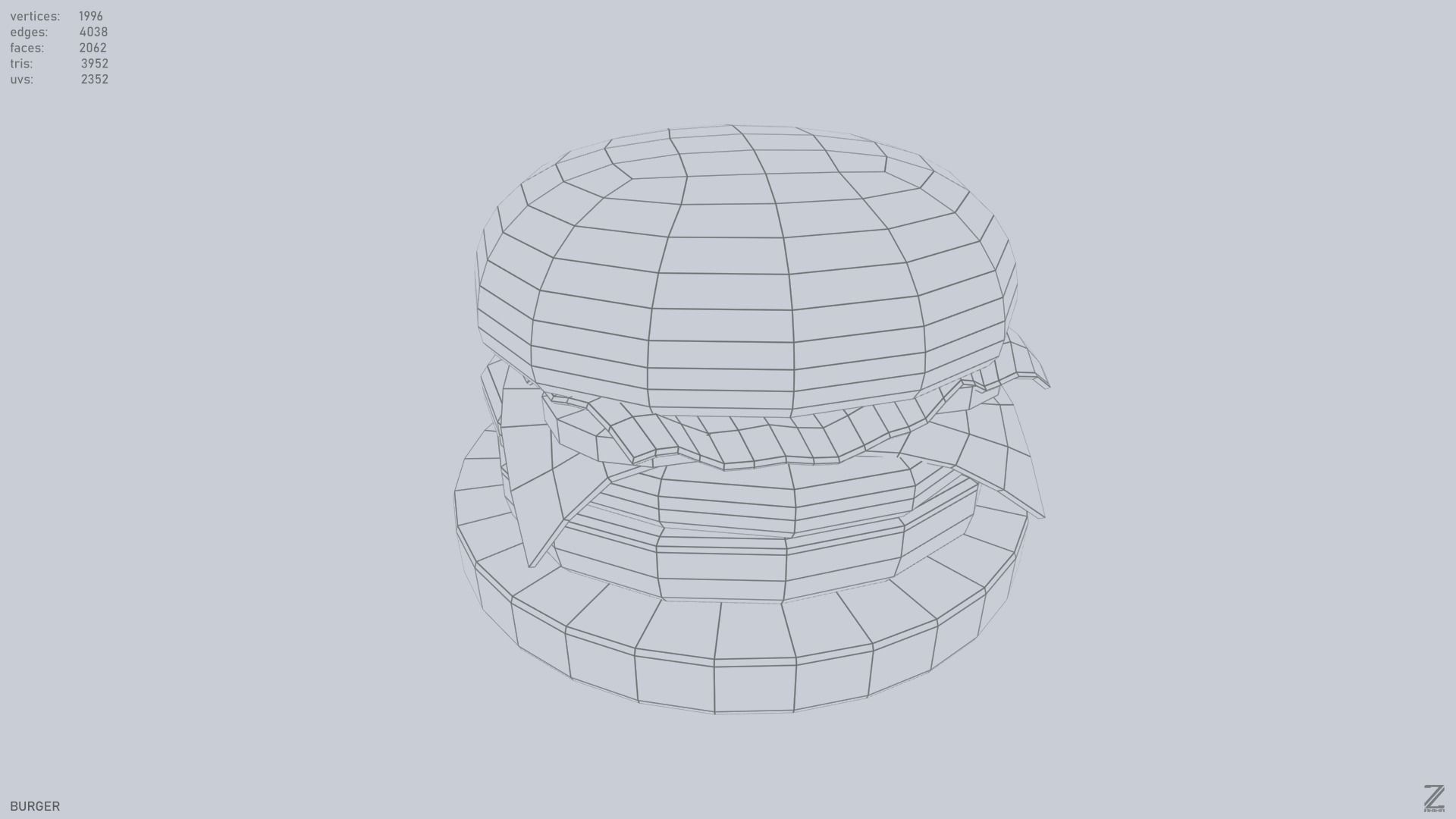 Burger Low-poly 3D model_11