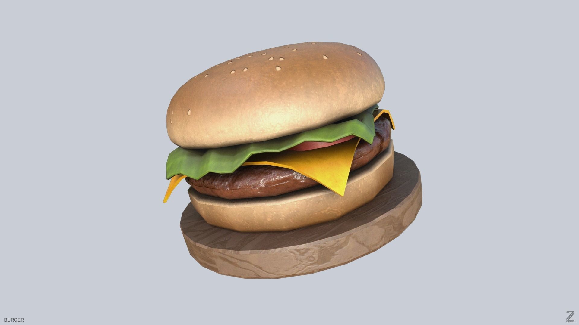 Burger Low-poly 3D model_8