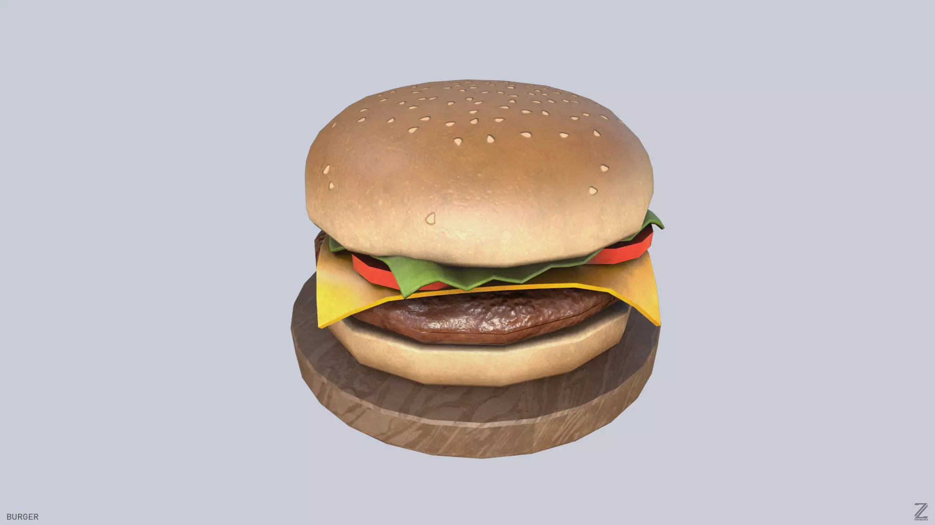 Burger Low-poly 3D model_0