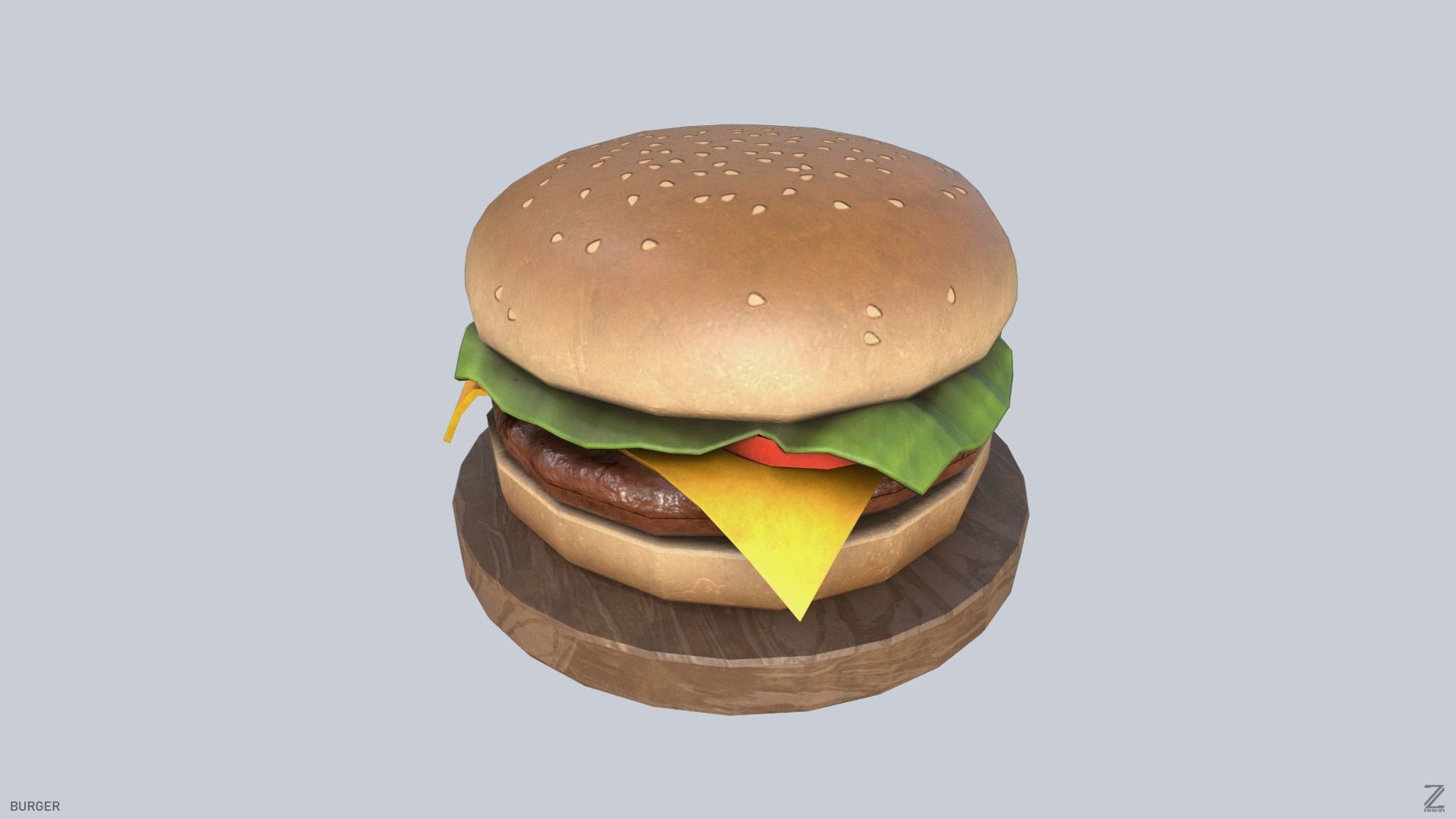 Burger Low-poly 3D model_5