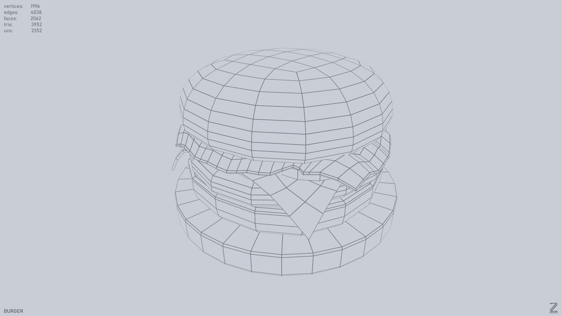 Burger Low-poly 3D model_12