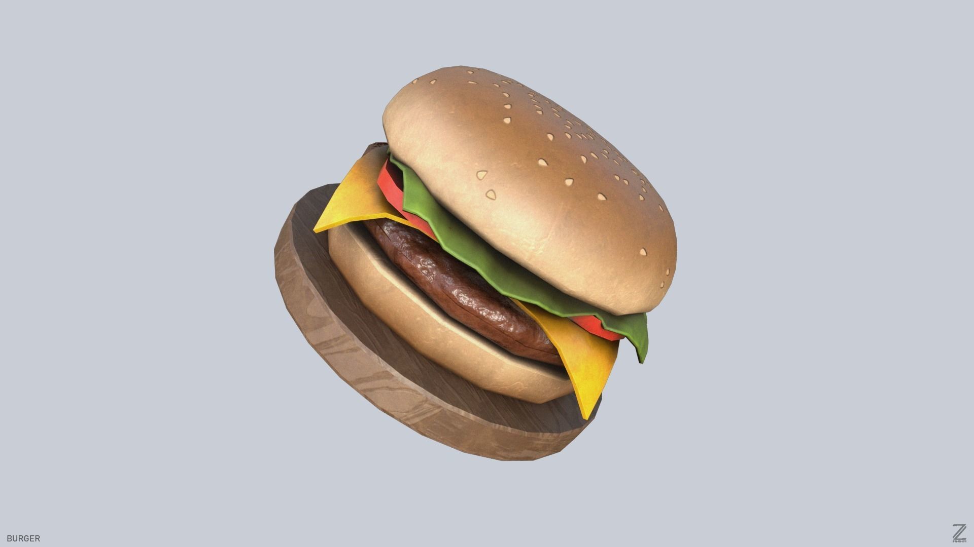 Burger Low-poly 3D model_6