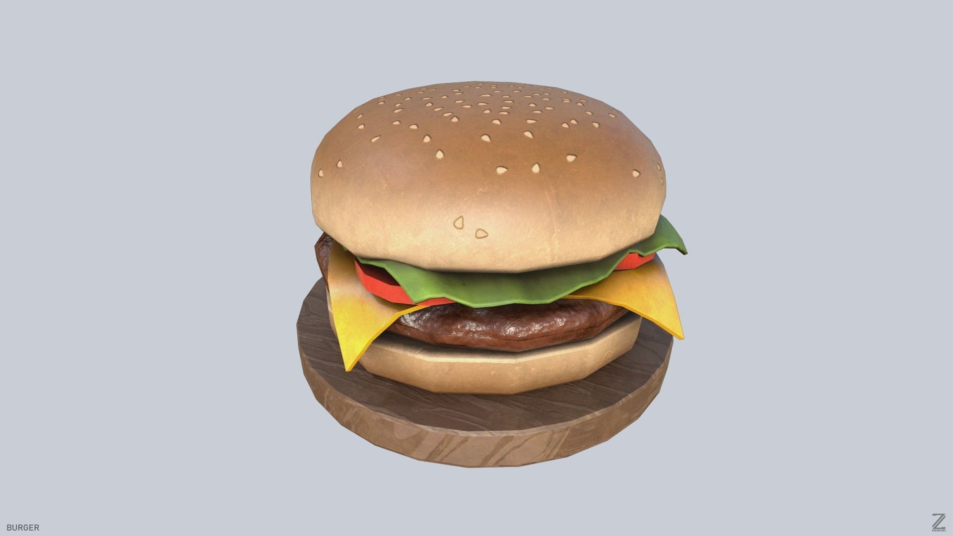 Burger Low-poly 3D model_4