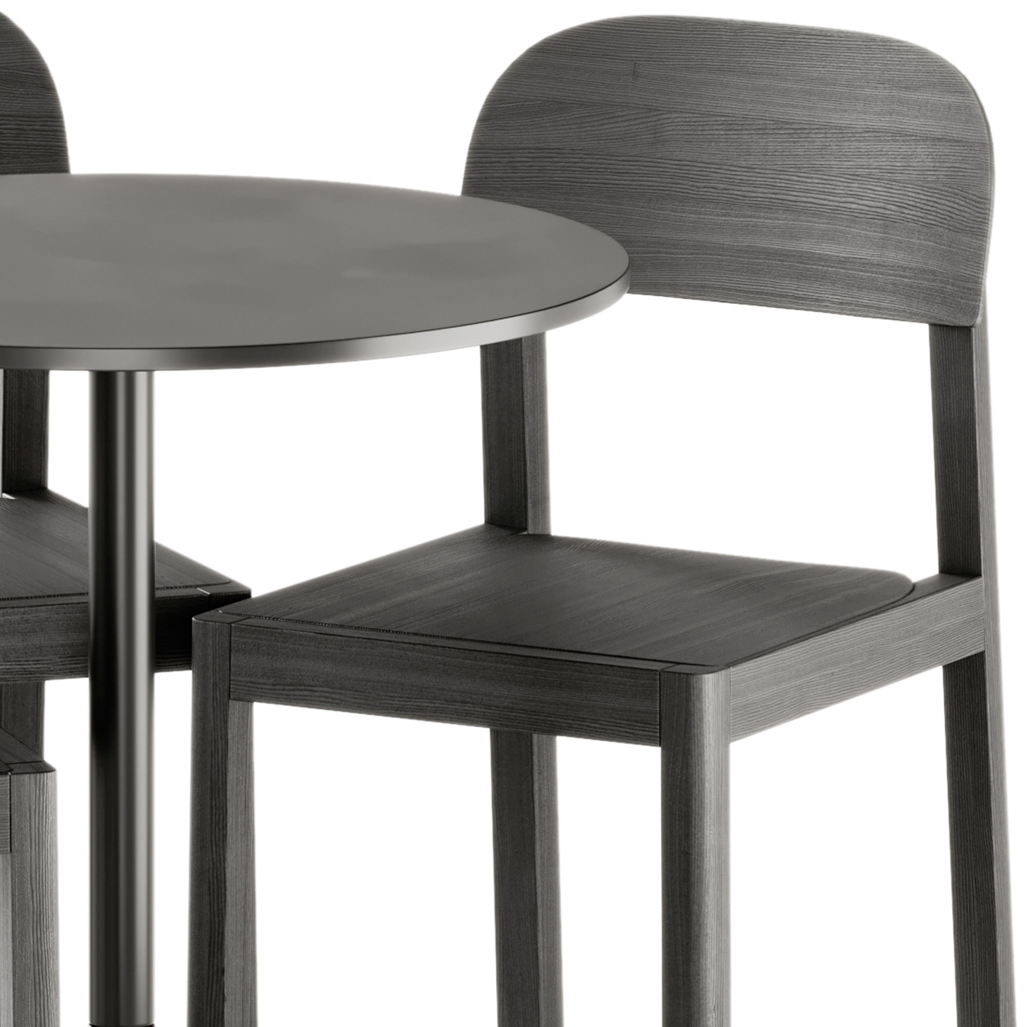 Wooden Workshop Chair and Still Cafe Table Round 65 by Muuto 3D model_4