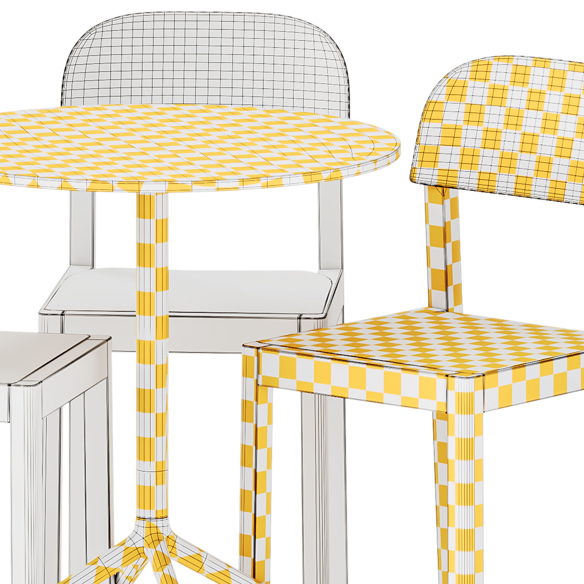 Wooden Workshop Chair and Still Cafe Table Round 65 by Muuto 3D model_7