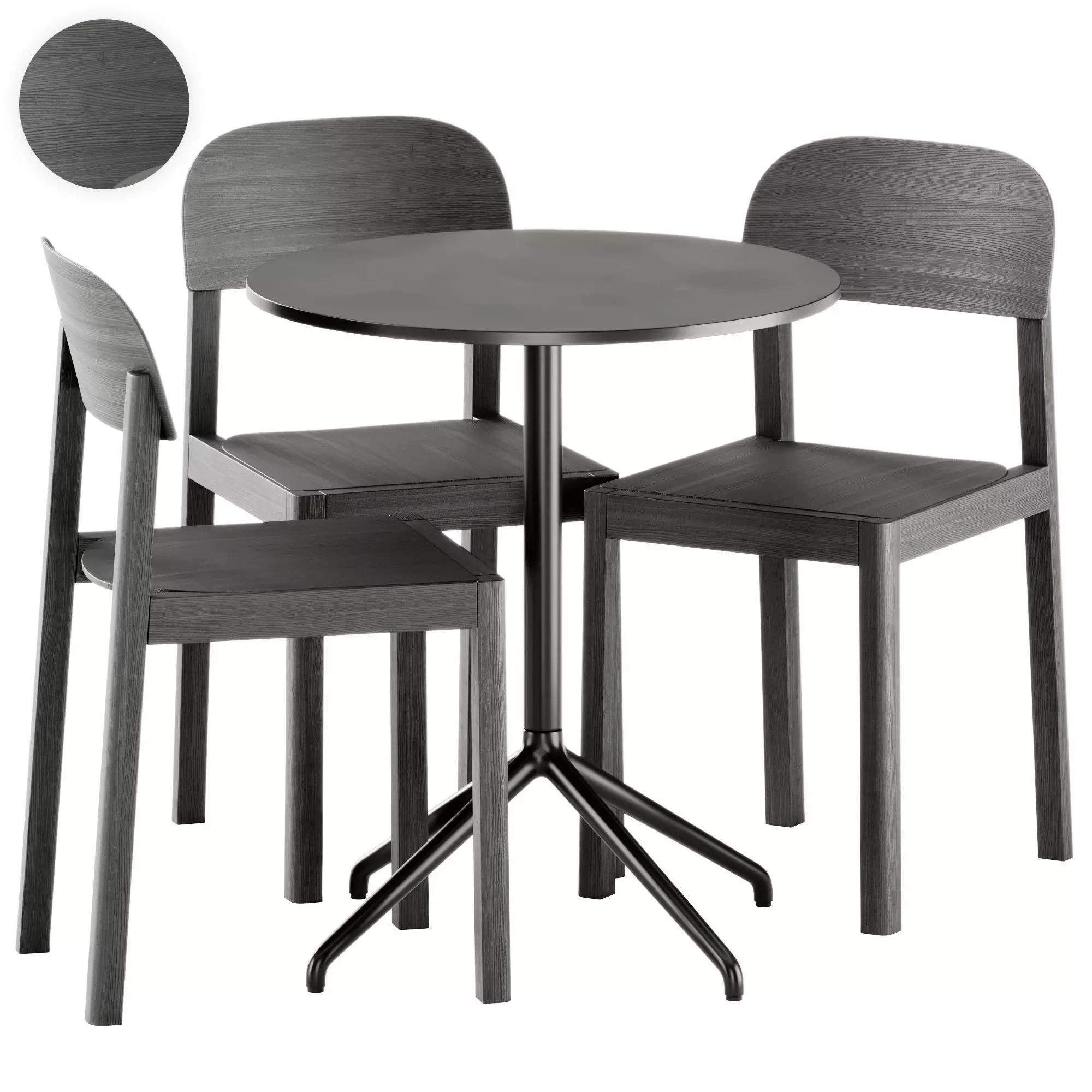 Wooden Workshop Chair and Still Cafe Table Round 65 by Muuto 3D model_0