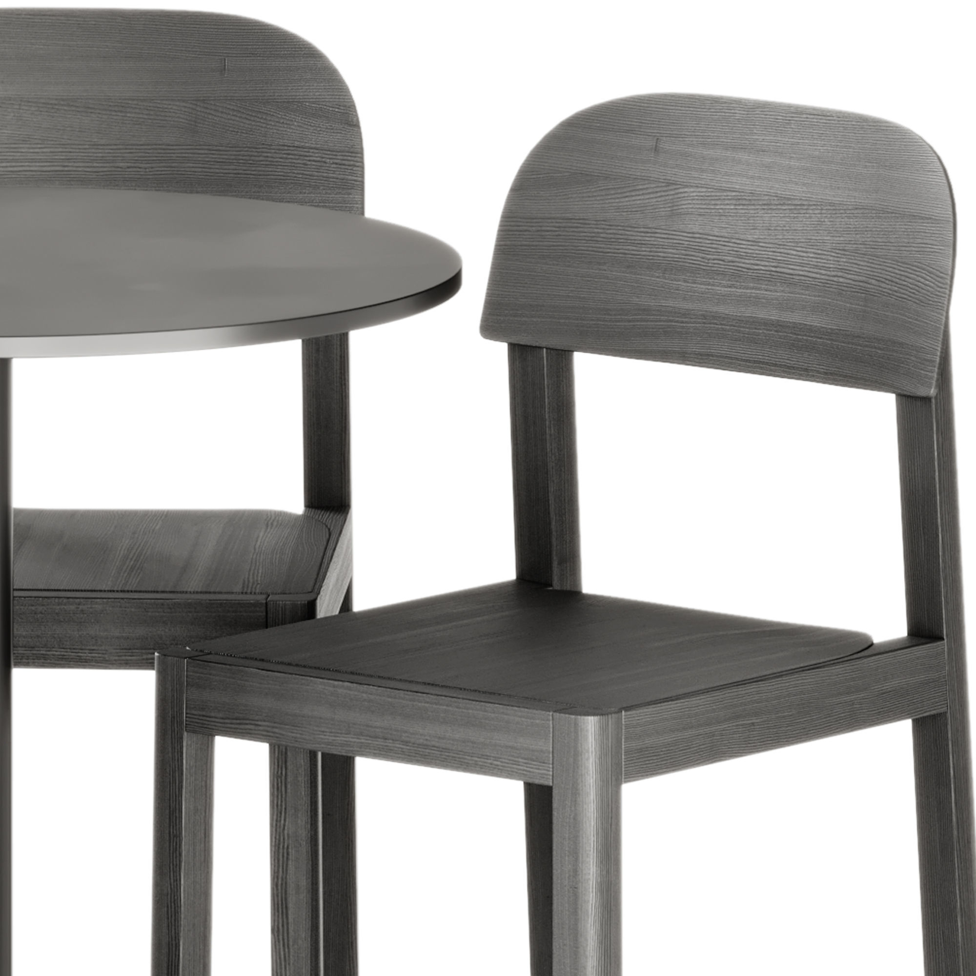 Wooden Workshop Chair and Still Cafe Table Round 65 by Muuto 3D model_5