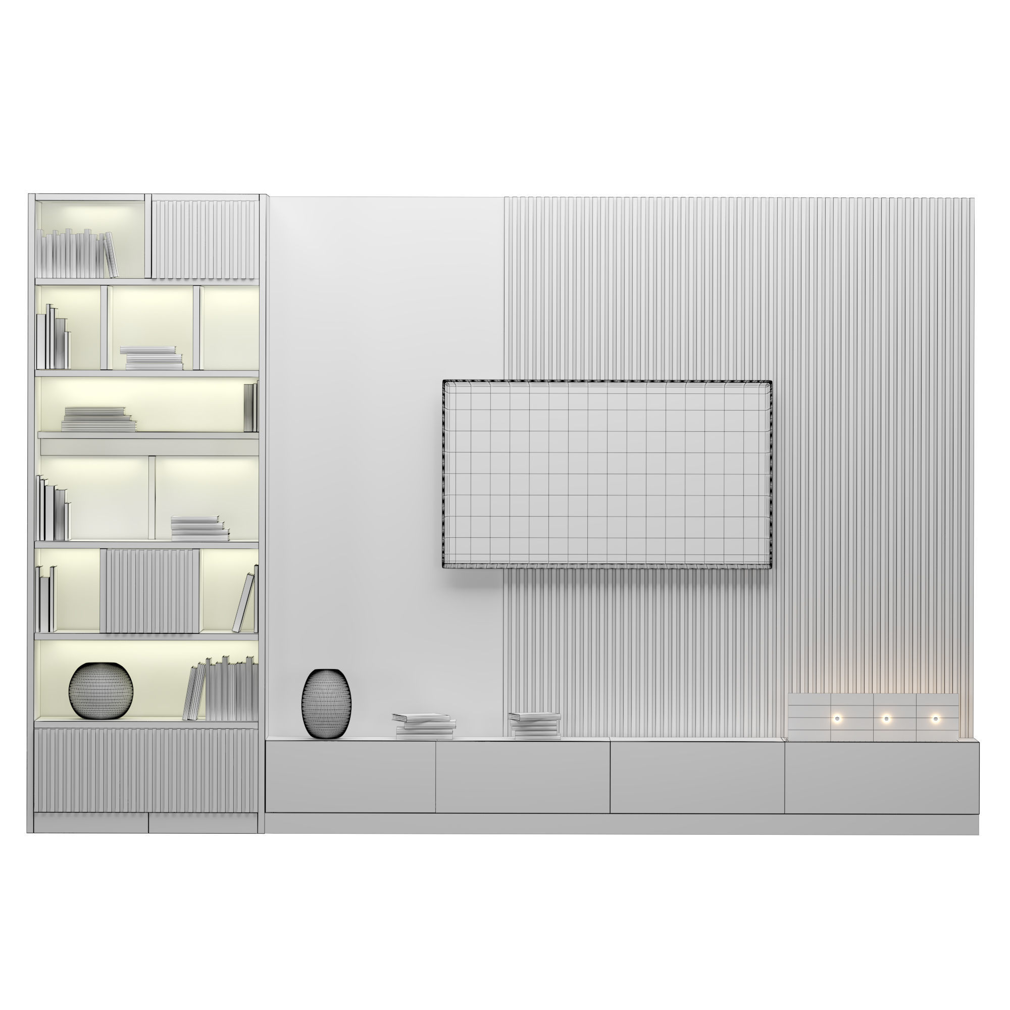 tv wall 3D model_3