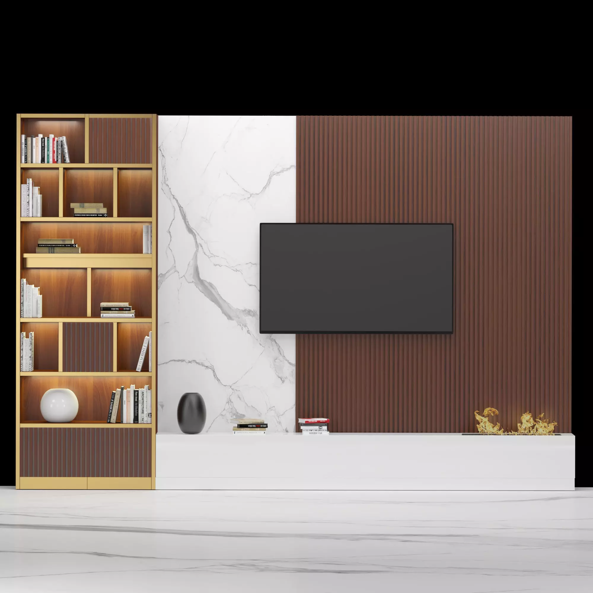 tv wall 3D model_0