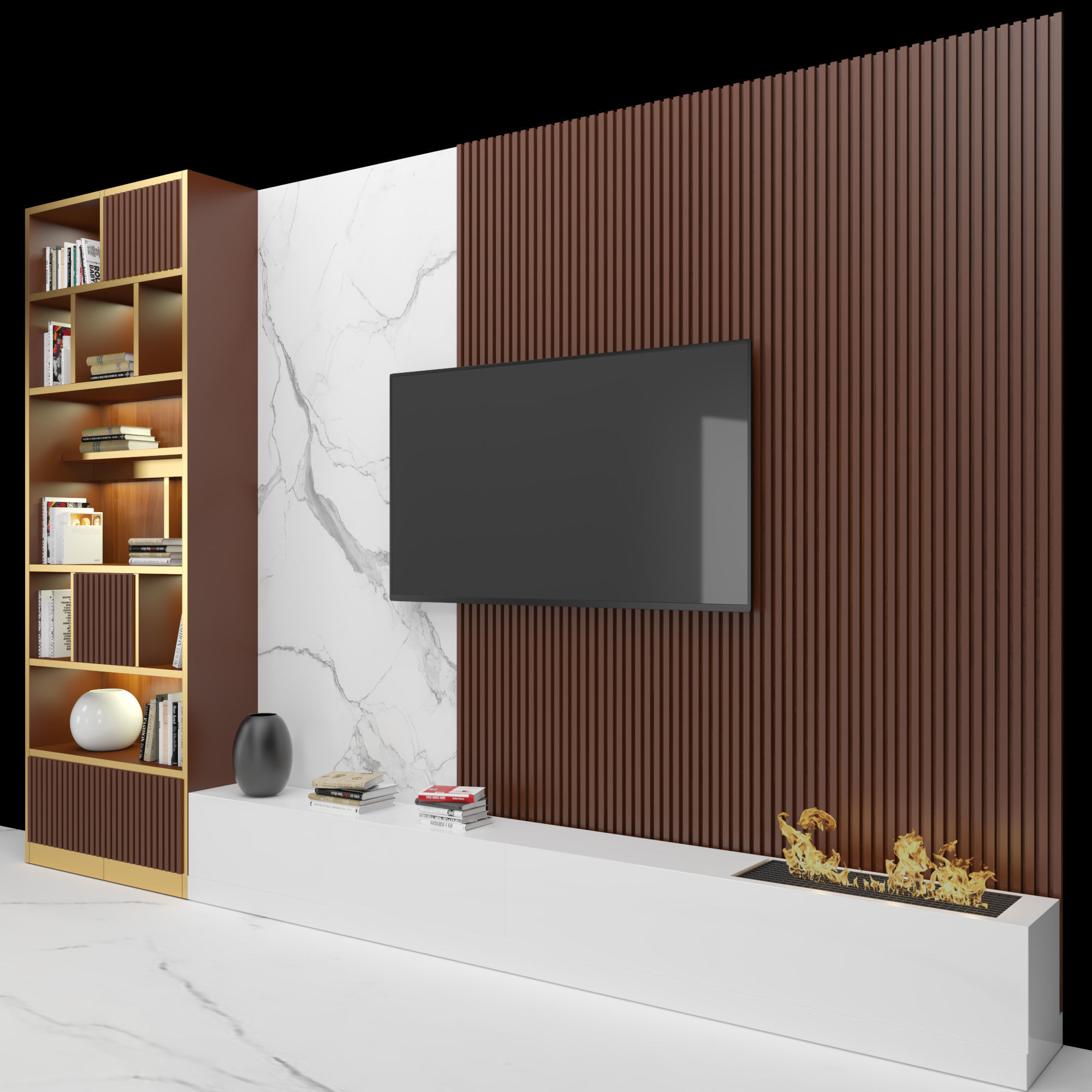 tv wall 3D model_1
