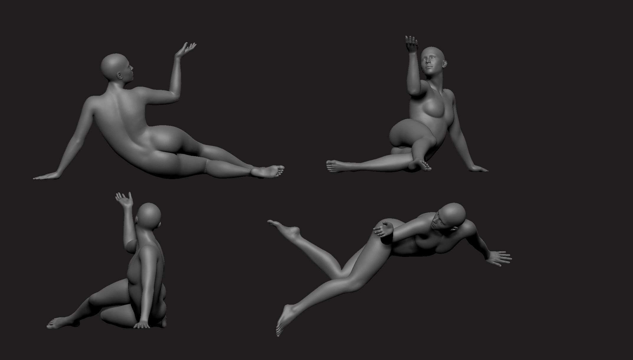 Female Base Mesh posed 3D print model_1