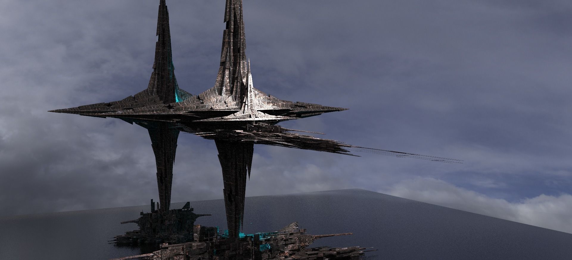 Sunlight Angelic Sci Fi City Kitbash 3 3D model_1