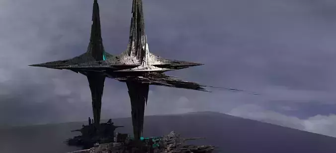 Sunlight Angelic Sci Fi City Kitbash 3 3D model