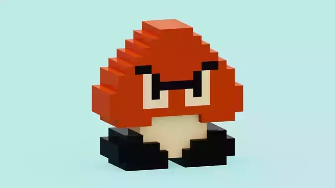 Voxel Goomba Low-poly 3D model