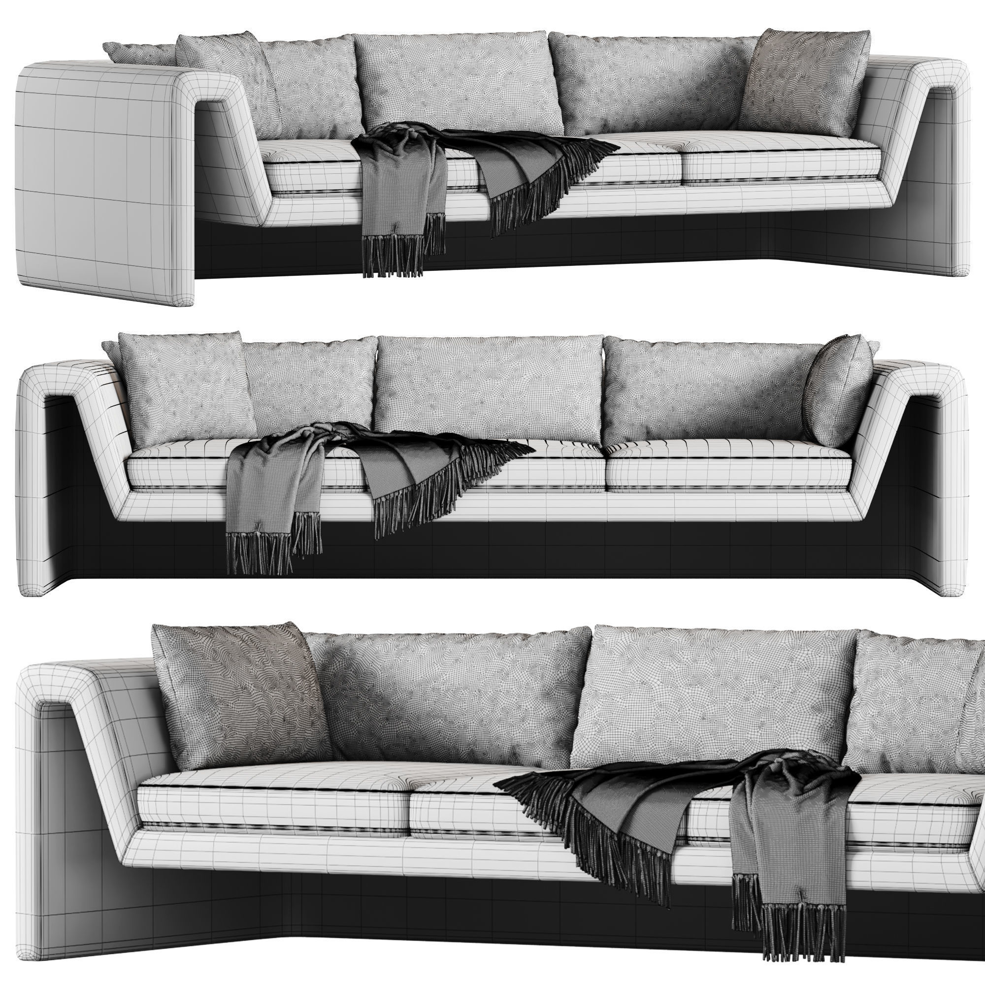 PERIMETER GREY SOFA 3D model_2
