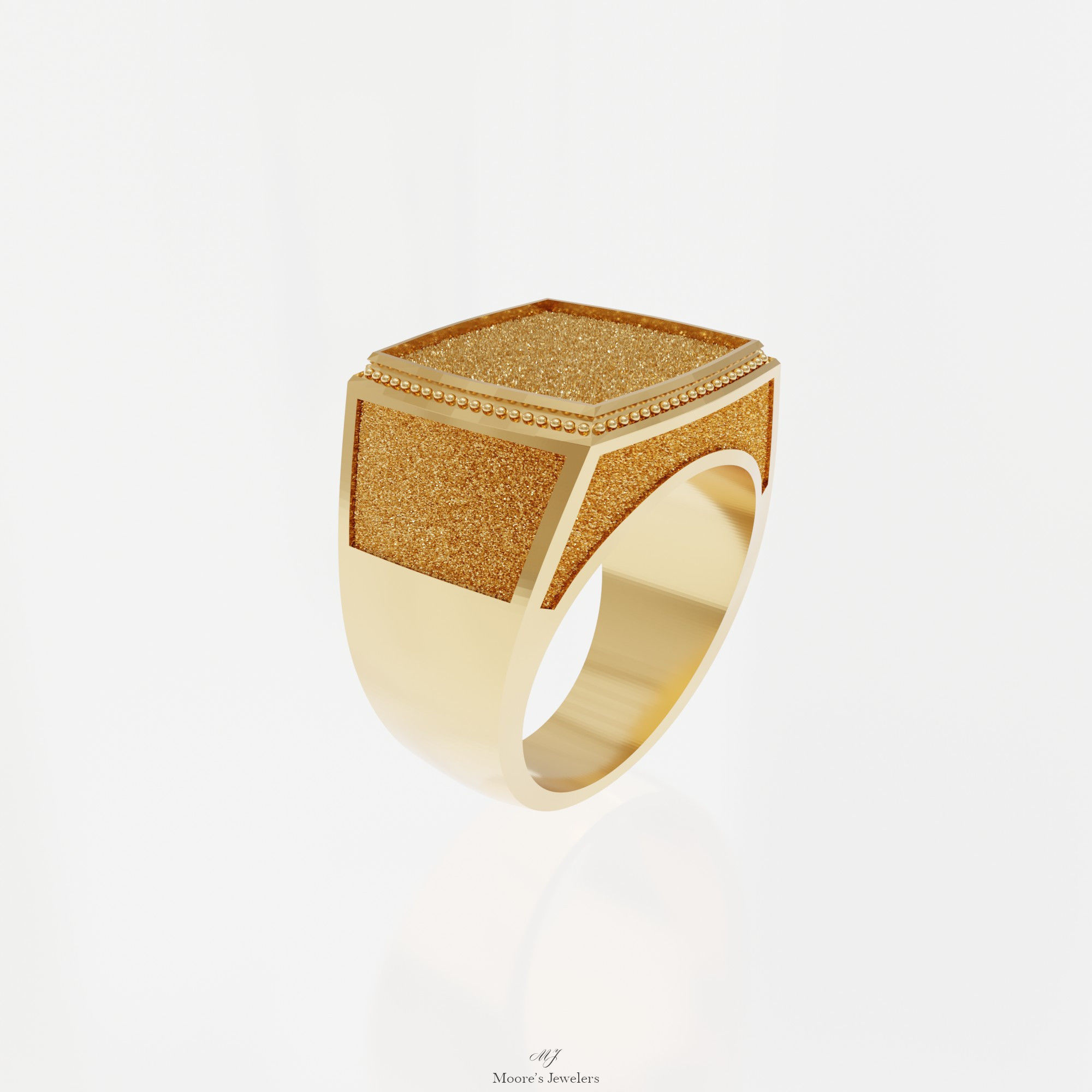 Textured Signet or Class Ring Shank 3d Model STL FIle Only 3D print model_1