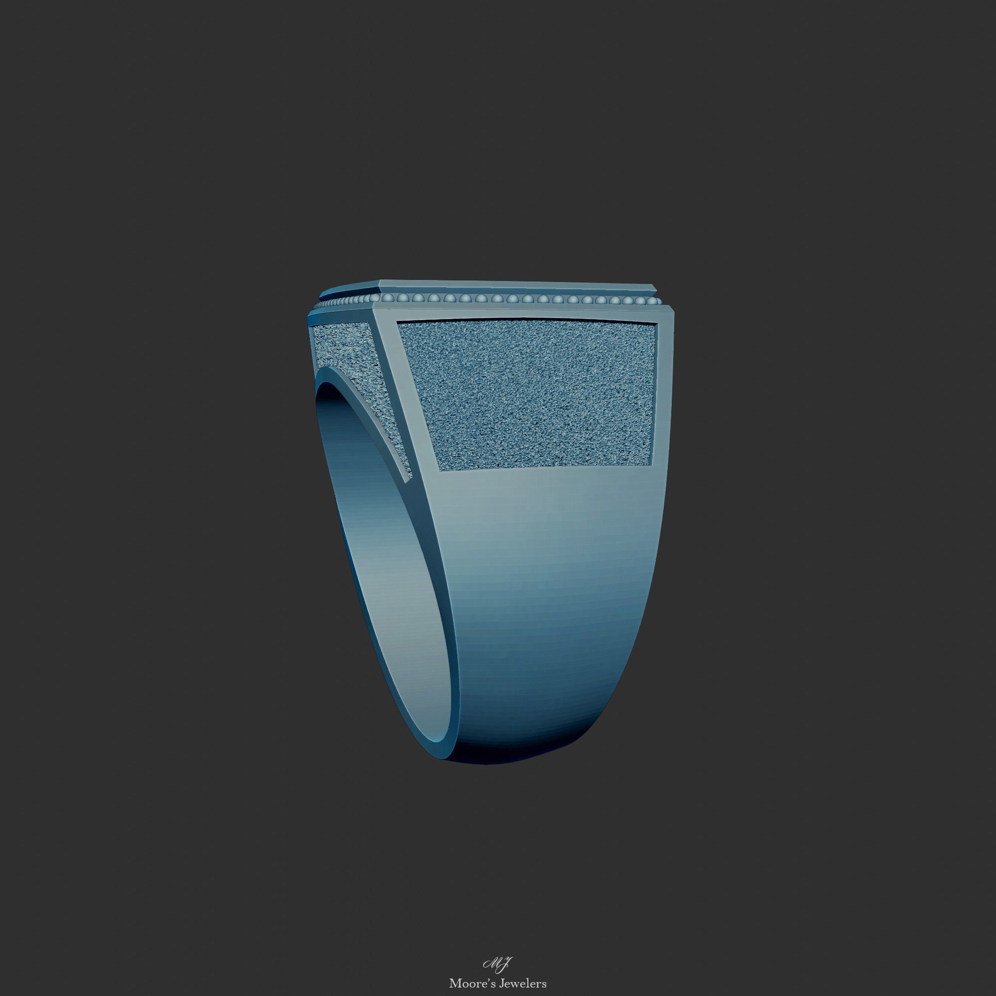 Textured Signet or Class Ring Shank 3d Model STL FIle Only 3D print model_5