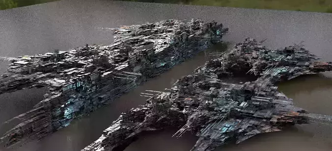 Dark Cyberpunk Slums city block 3