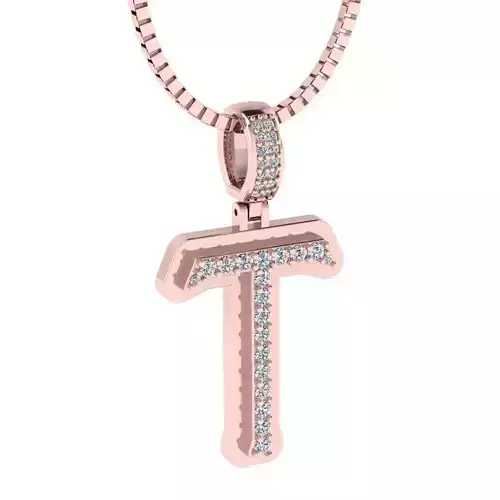 Alphabet Luxury pendant T 3D print model