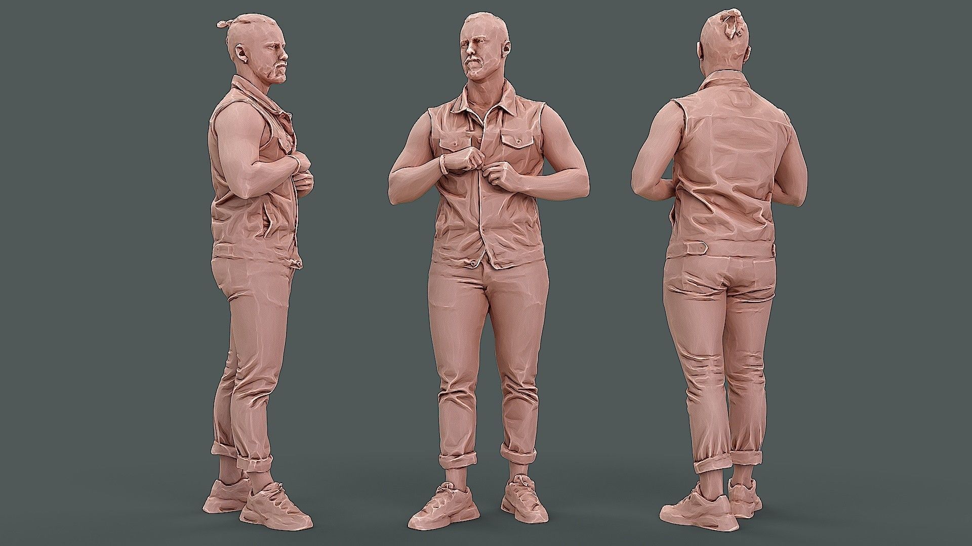 Button Up 3D model_2