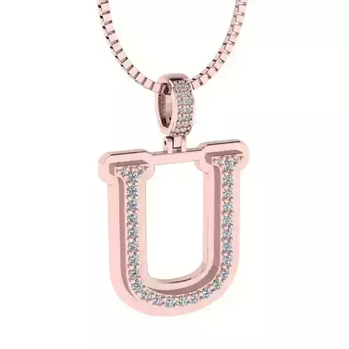 Alphabet Luxury pendant U 3D print model