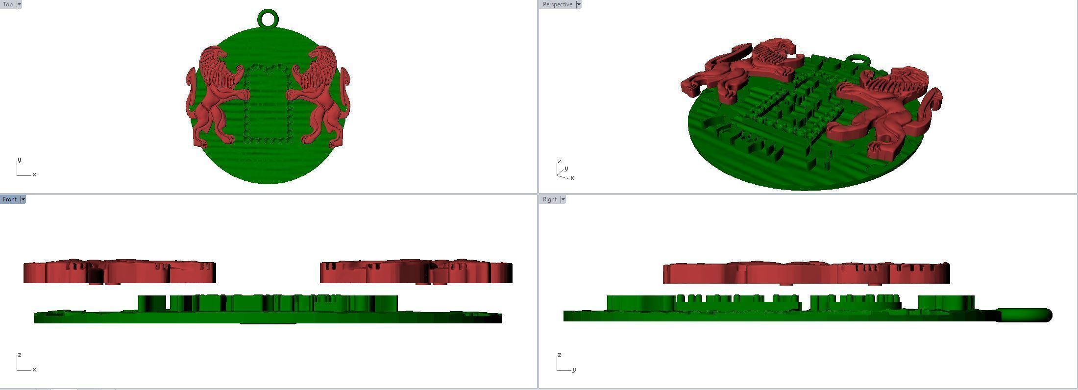 2 PART Ten Commandments Lion of Judah Pendant 3D print model_7