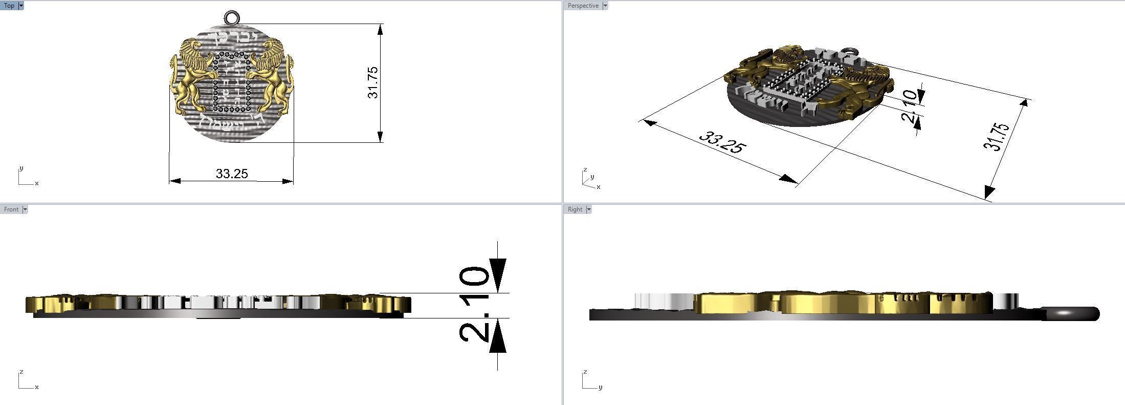 2 PART Ten Commandments Lion of Judah Pendant 3D print model_6