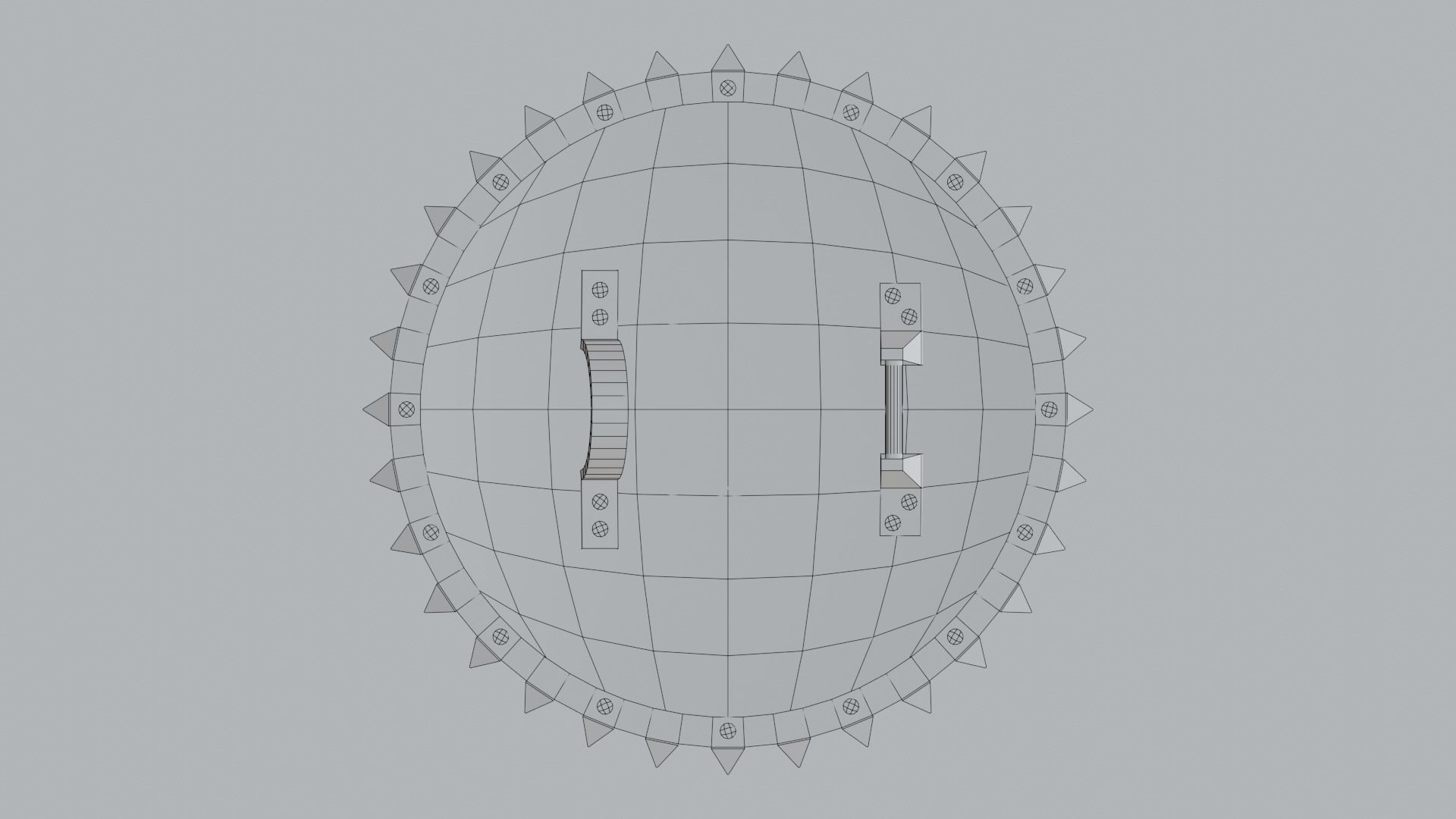 Medieval round wooden shield Low-poly 3D model_14