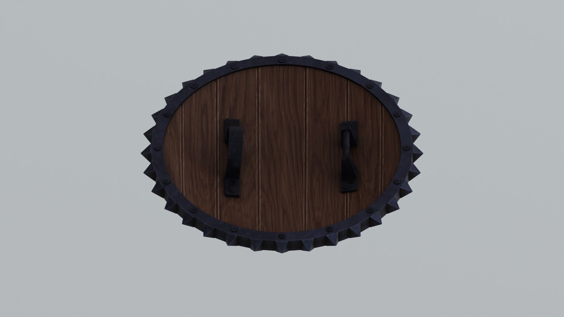 Medieval round wooden shield Low-poly 3D model_9