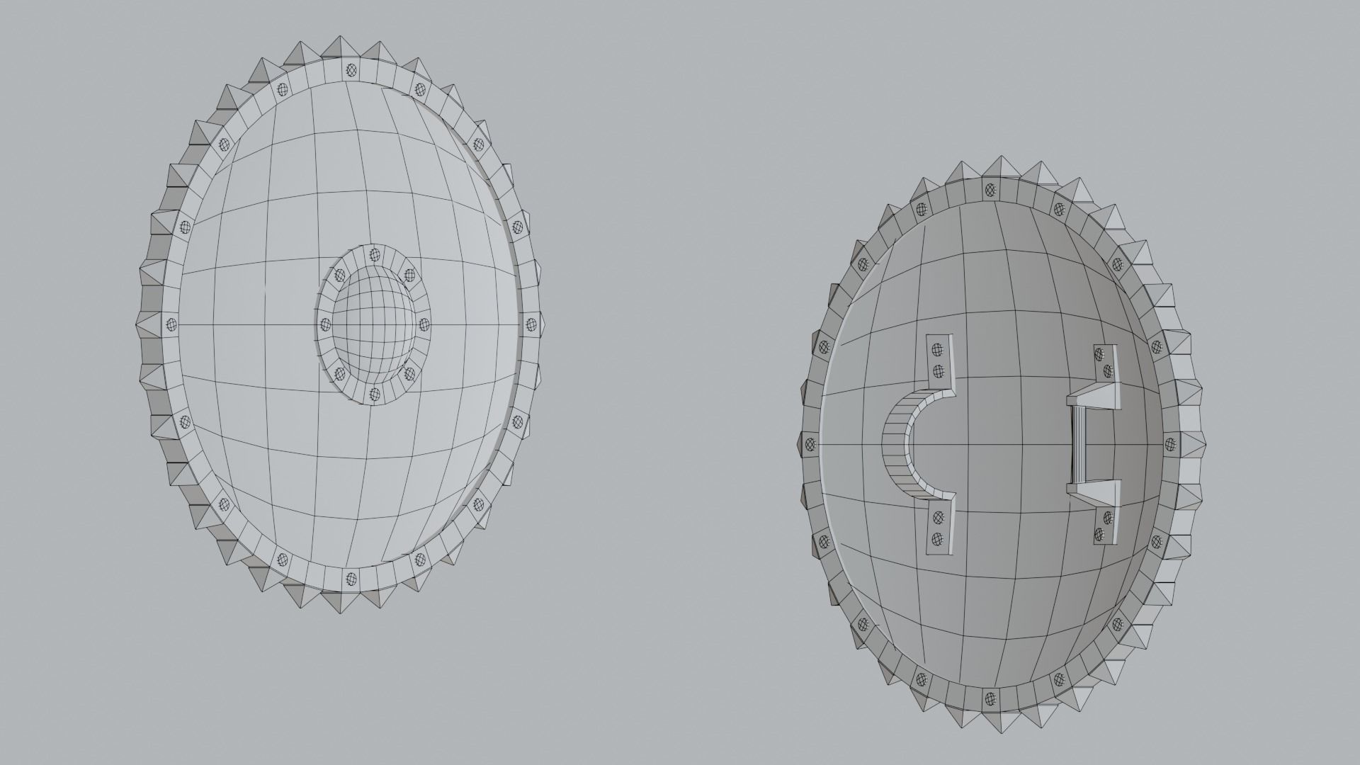 Medieval round wooden shield Low-poly 3D model_18
