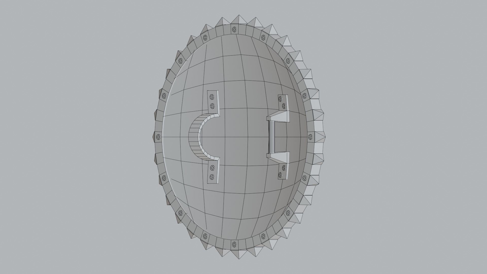 Medieval round wooden shield Low-poly 3D model_16