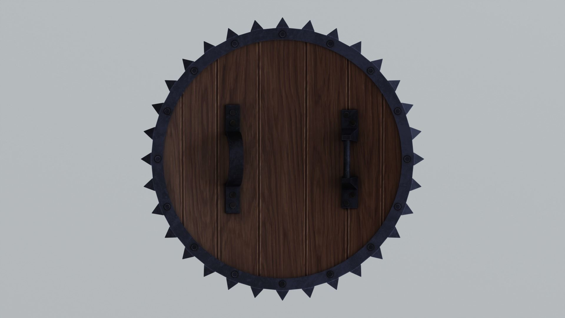 Medieval round wooden shield Low-poly 3D model_3