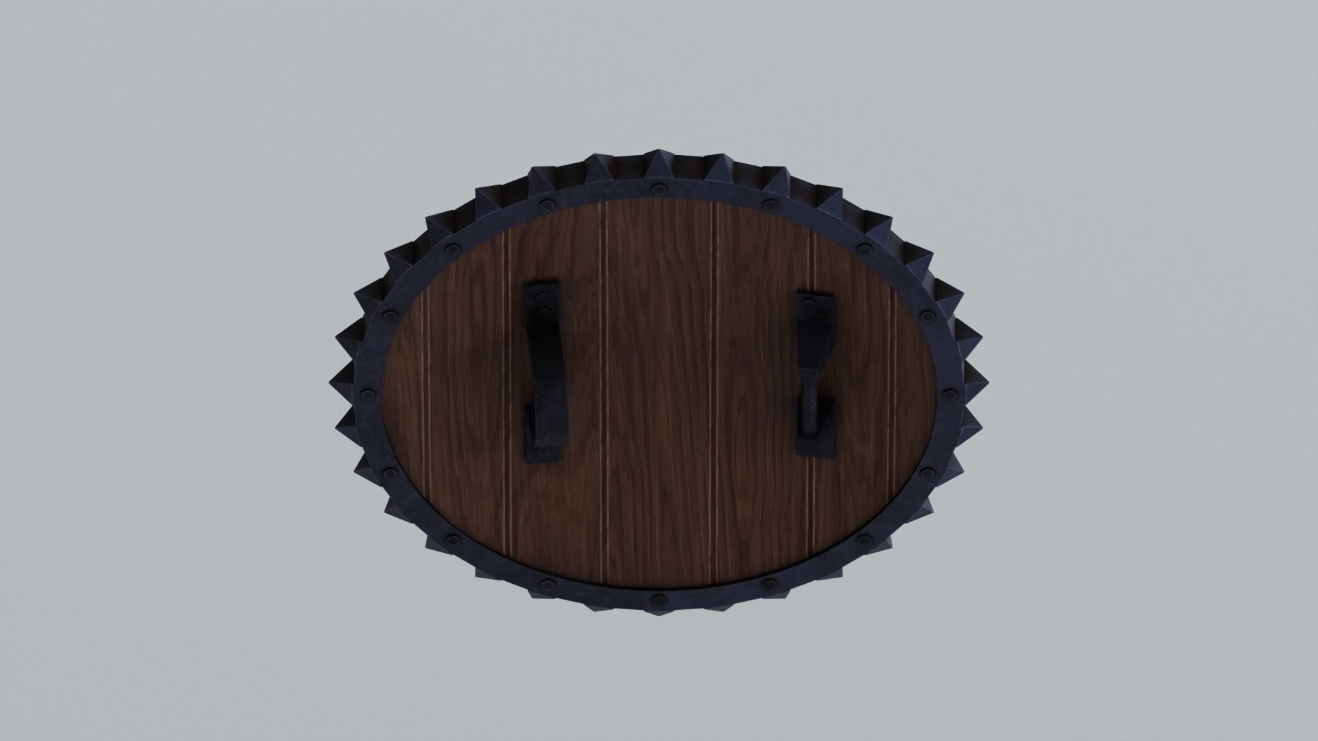 Medieval round wooden shield Low-poly 3D model_8