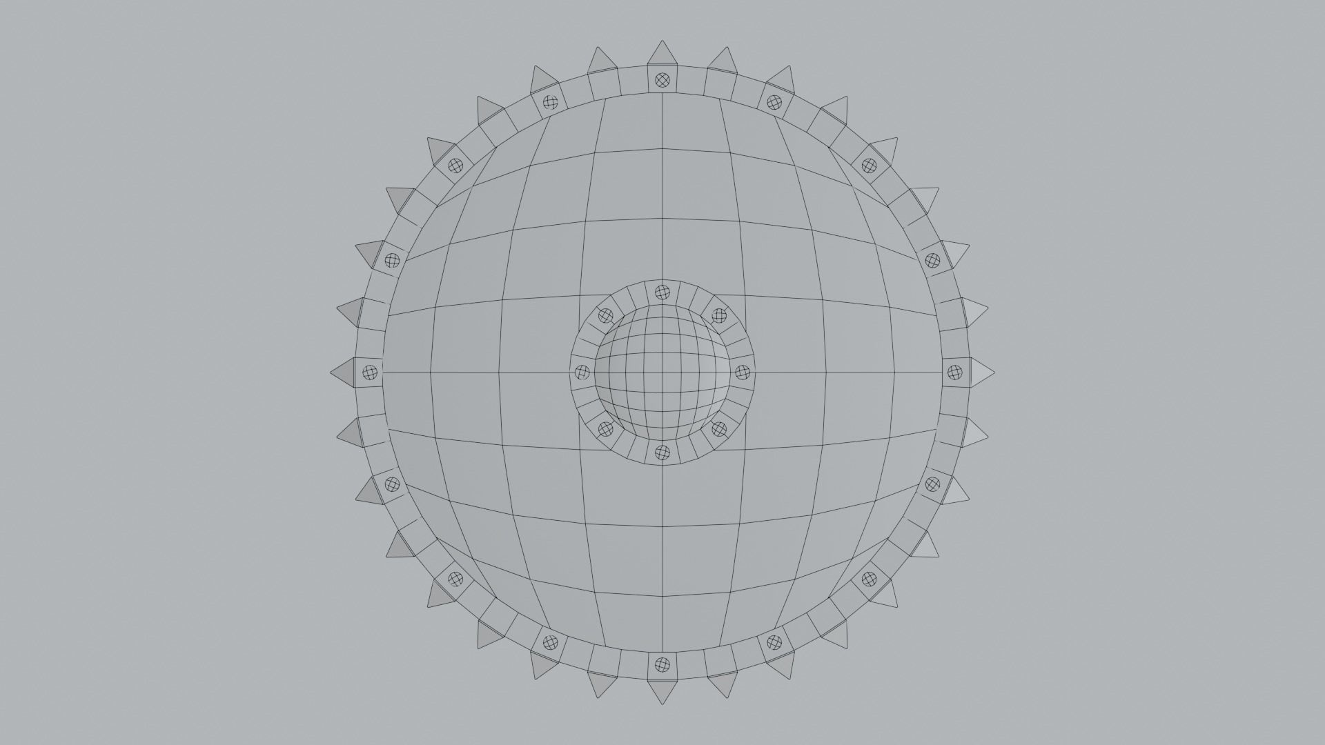 Medieval round wooden shield Low-poly 3D model_13