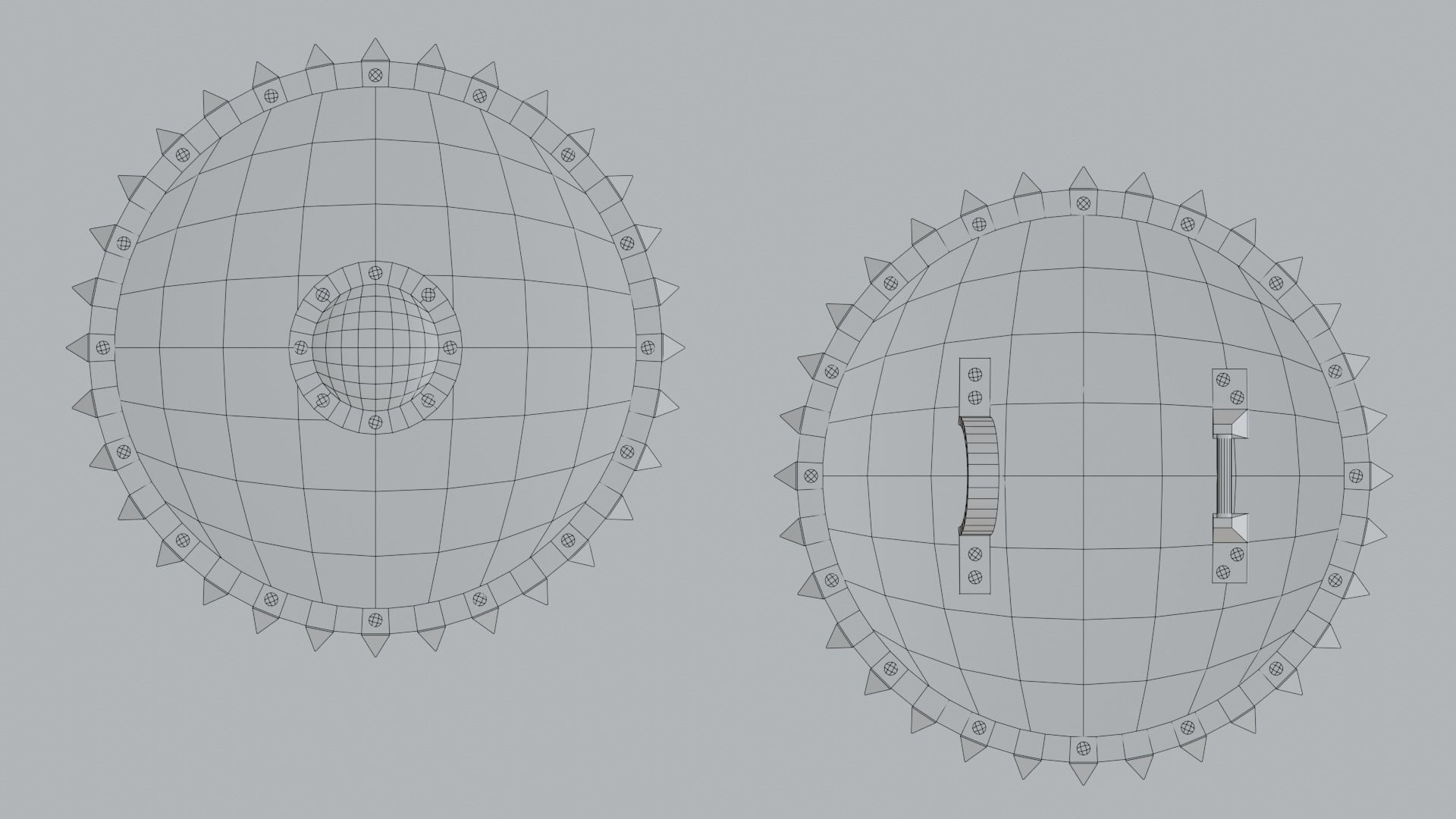 Medieval round wooden shield Low-poly 3D model_17