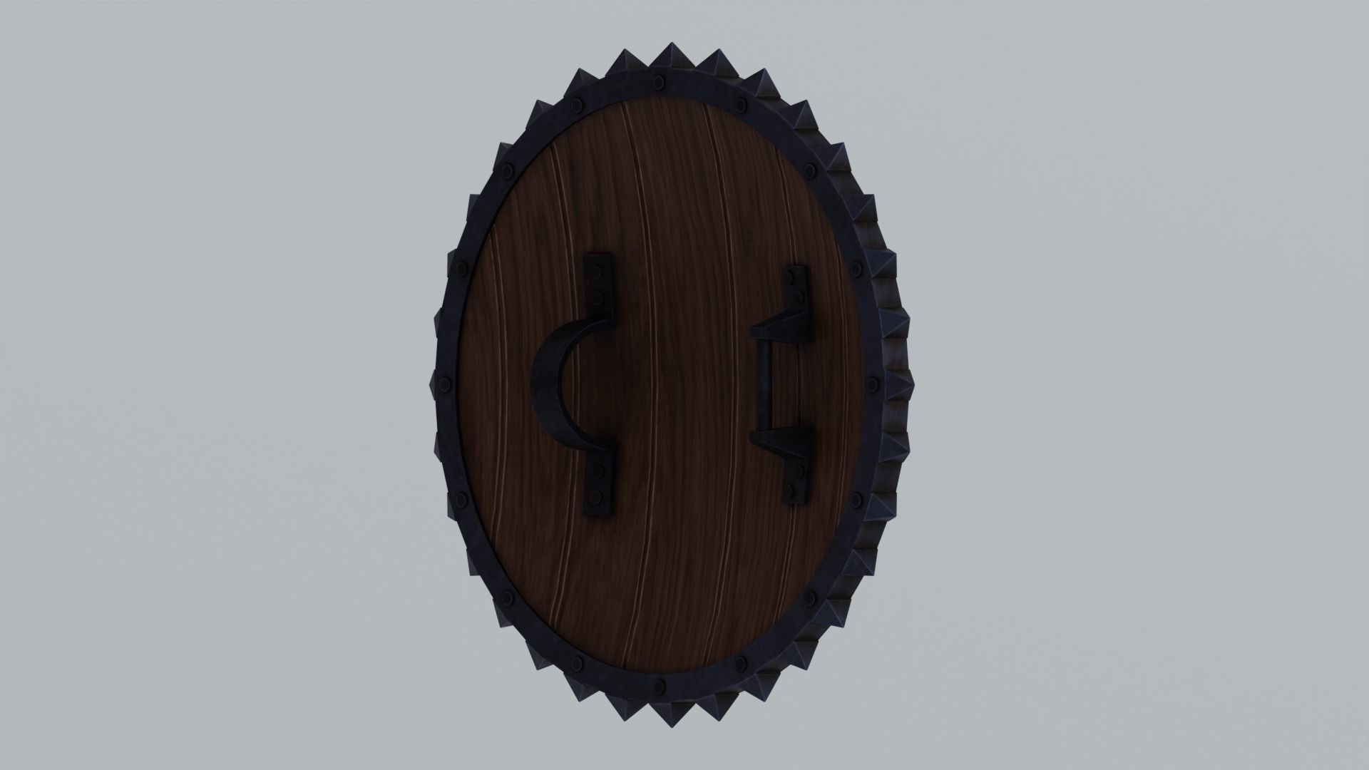 Medieval round wooden shield Low-poly 3D model_5