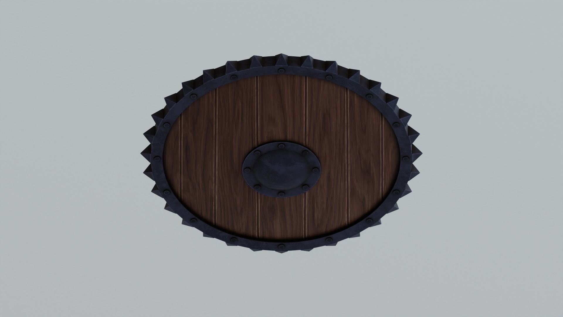 Medieval round wooden shield Low-poly 3D model_7