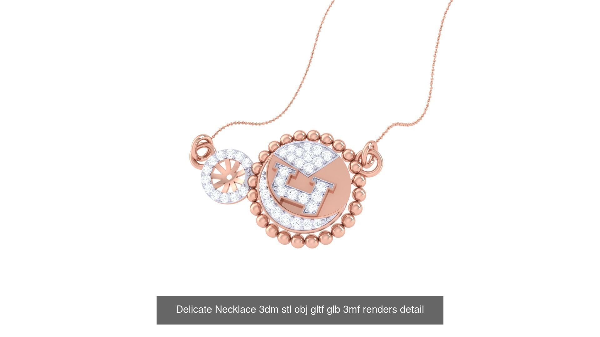 18 Delicate Necklace 3dm stl obj gltf glb 3mf renders detail 3D Model Collection_9