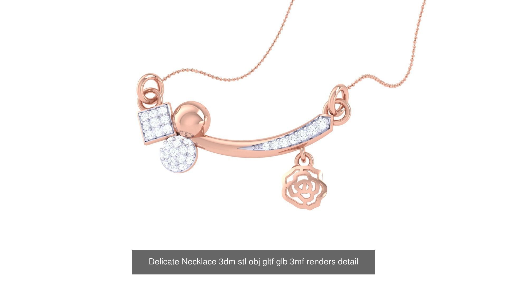 18 Delicate Necklace 3dm stl obj gltf glb 3mf renders detail 3D Model Collection_13