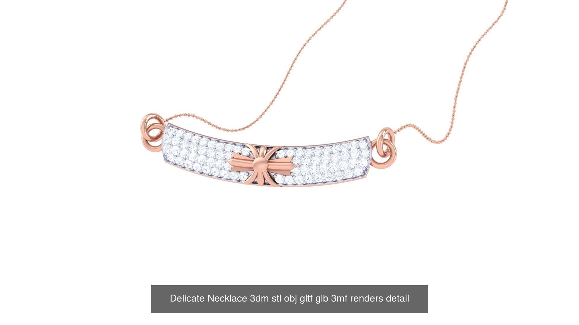 18 Delicate Necklace 3dm stl obj gltf glb 3mf renders detail 3D Model Collection_16