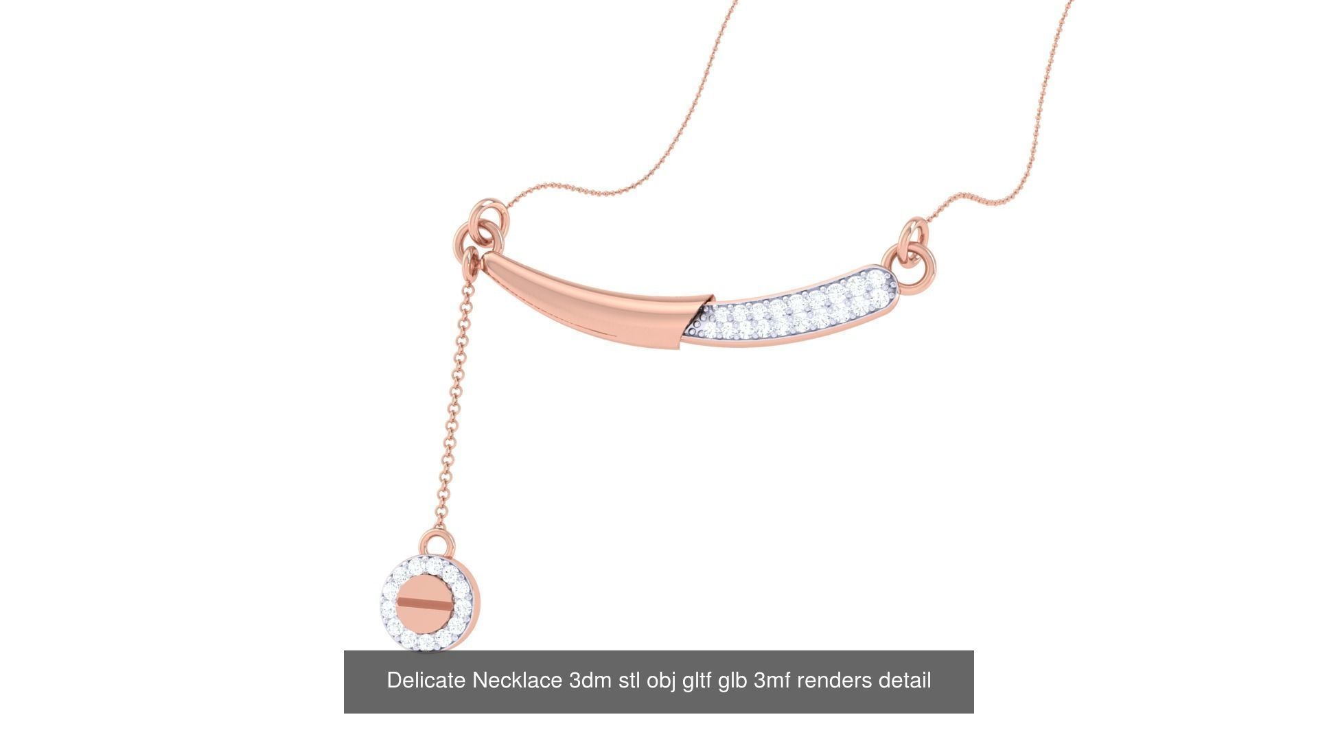18 Delicate Necklace 3dm stl obj gltf glb 3mf renders detail 3D Model Collection_2