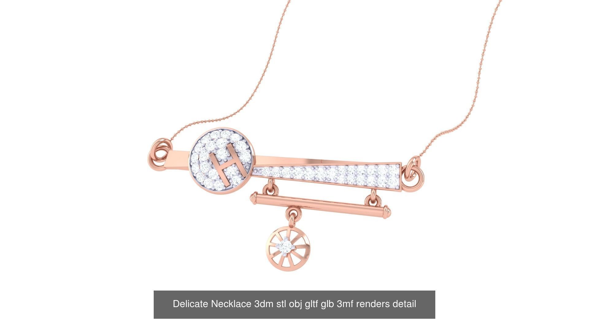 18 Delicate Necklace 3dm stl obj gltf glb 3mf renders detail 3D Model Collection_1