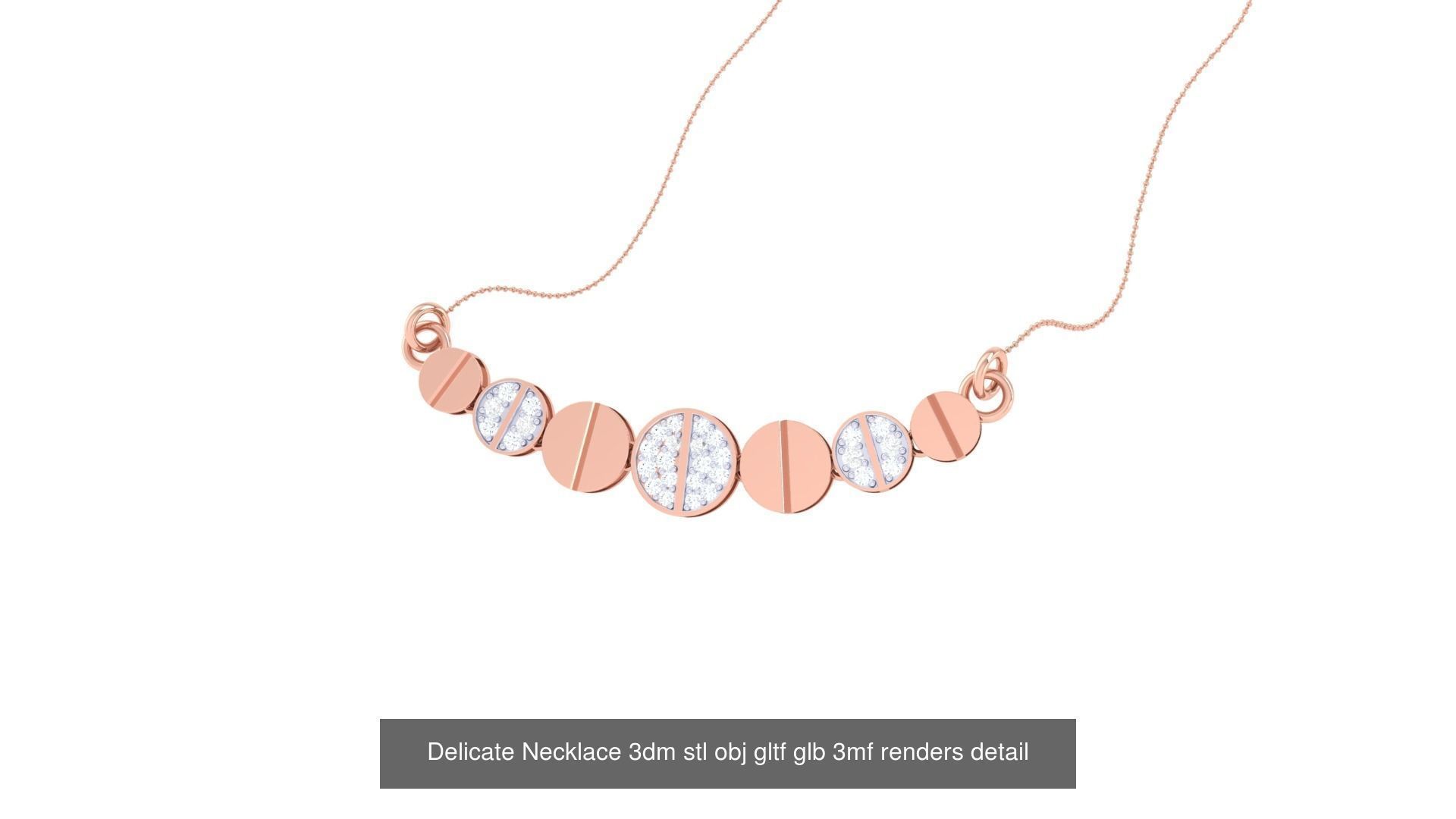 18 Delicate Necklace 3dm stl obj gltf glb 3mf renders detail 3D Model Collection_7