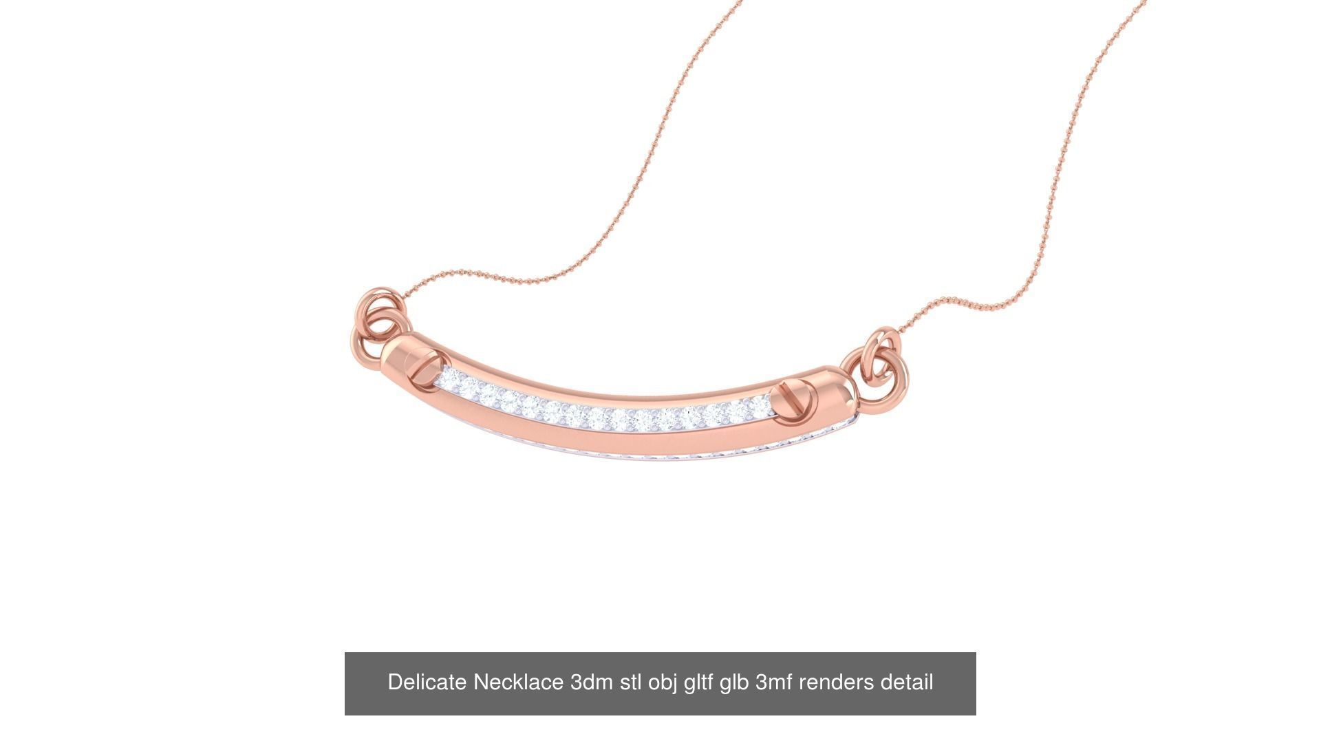 18 Delicate Necklace 3dm stl obj gltf glb 3mf renders detail 3D Model Collection_4