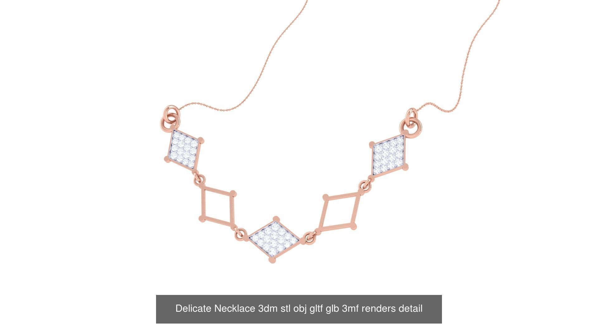 18 Delicate Necklace 3dm stl obj gltf glb 3mf renders detail 3D Model Collection_8