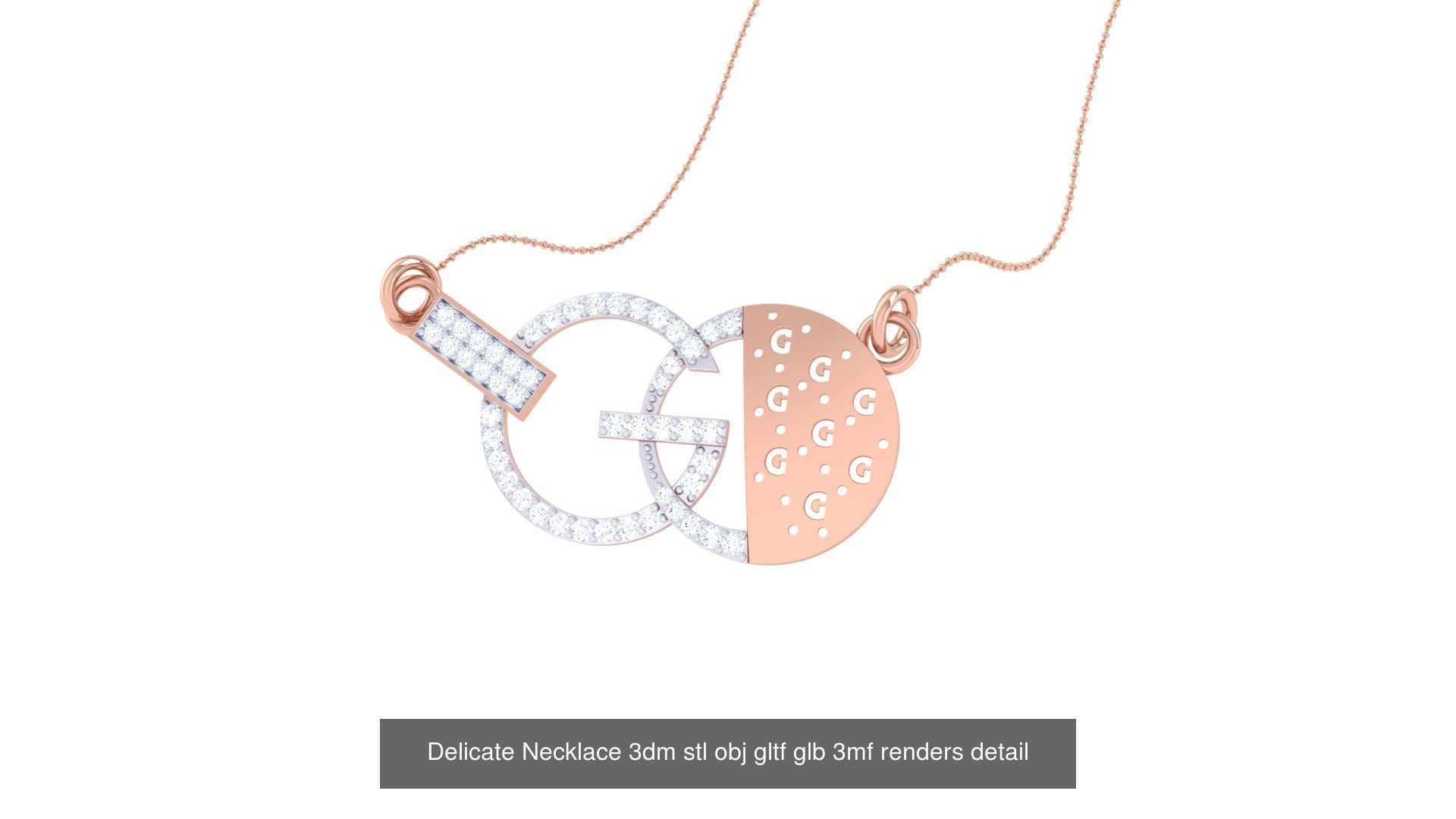18 Delicate Necklace 3dm stl obj gltf glb 3mf renders detail 3D Model Collection_12