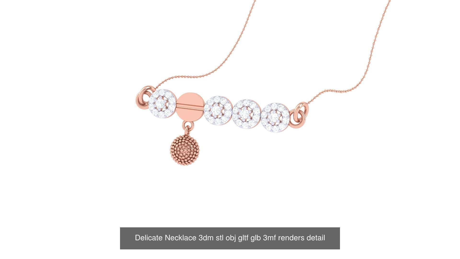 18 Delicate Necklace 3dm stl obj gltf glb 3mf renders detail 3D Model Collection_14