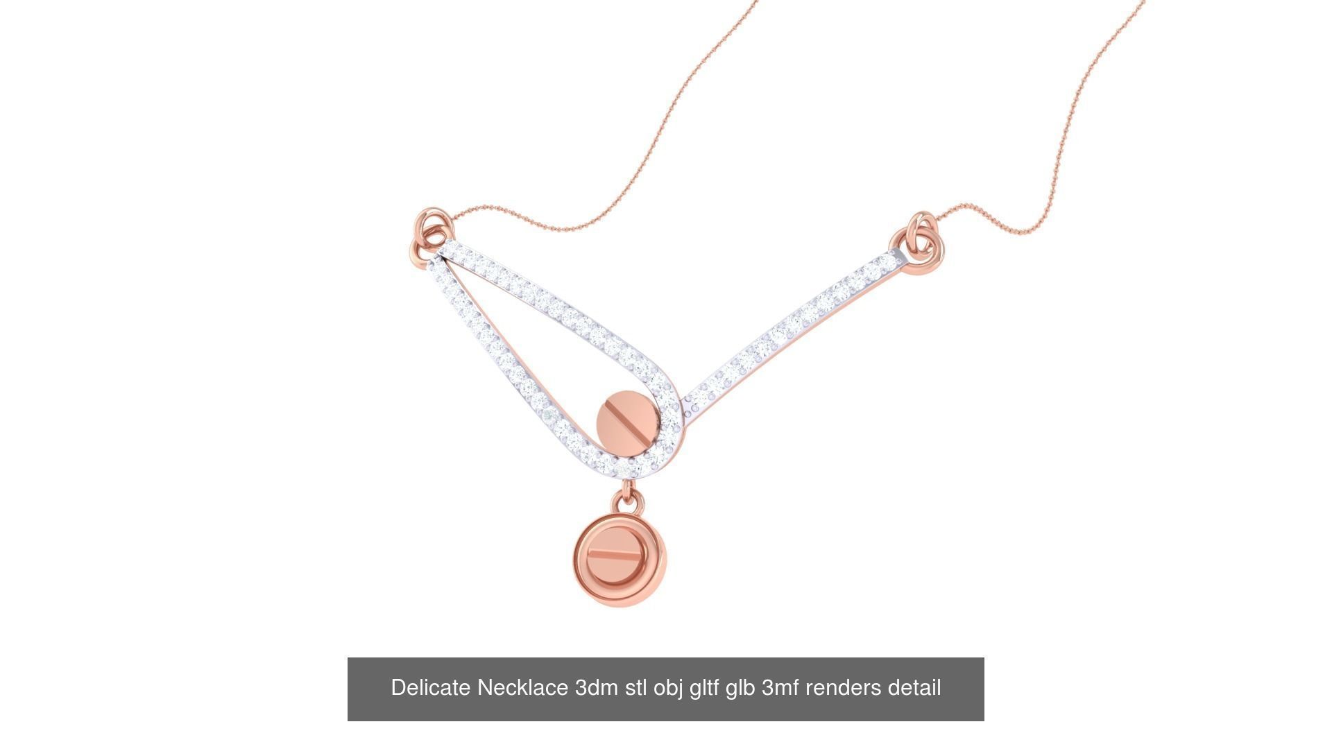 18 Delicate Necklace 3dm stl obj gltf glb 3mf renders detail 3D Model Collection_6