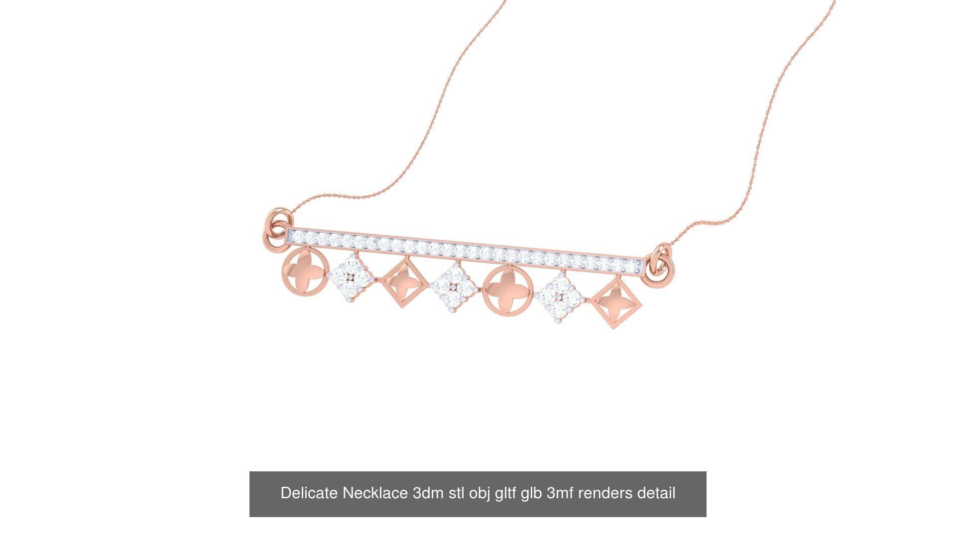 18 Delicate Necklace 3dm stl obj gltf glb 3mf renders detail 3D Model Collection_5