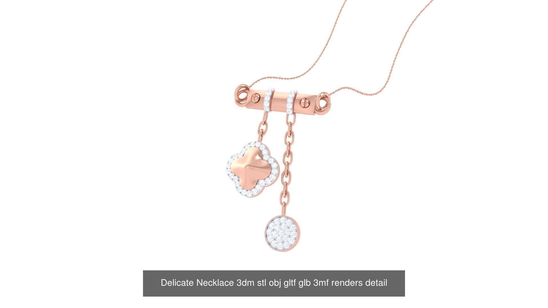 18 Delicate Necklace 3dm stl obj gltf glb 3mf renders detail 3D Model Collection_15